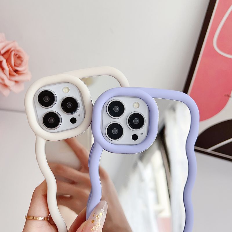Suitable For IPhone 14 ProMax Silicone XR Iphone 15 Plus Niche Cloud Wave 12 Mirror Phone Case_voghion.com
