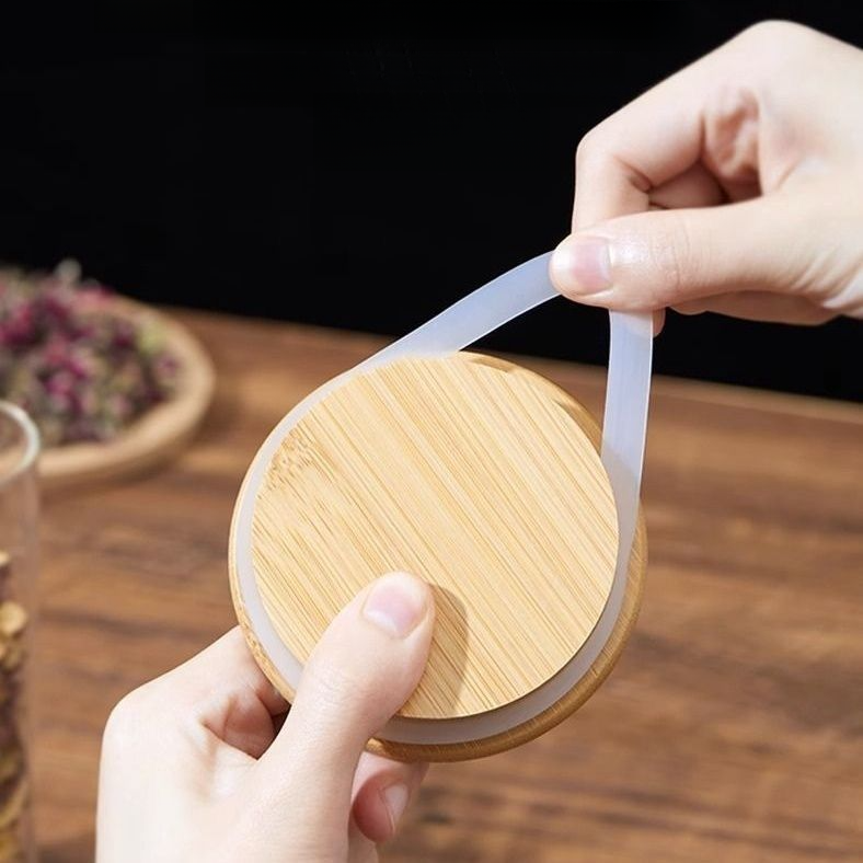 Tea Canister Sealed Container Grain Storage Jar Transparent Glass Bottle Set_voghion.com