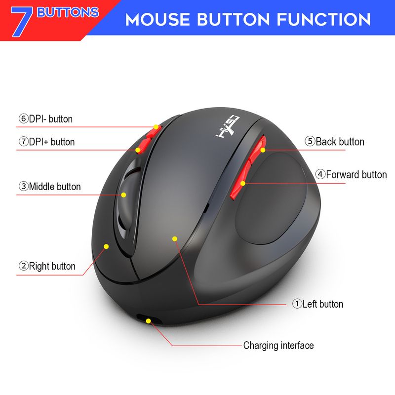 T31 2.4G trådløs genopladelig vertikal mus med 7 taster og ergonomisk design_voghion.com