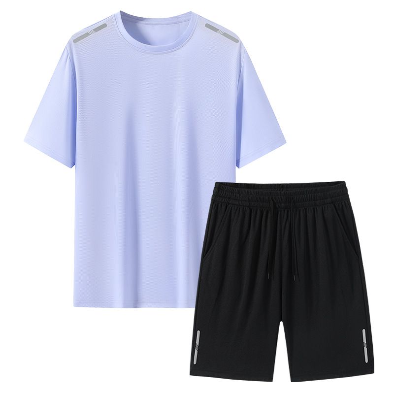 Ensemble de sport et de course à pied pour homme et femme, respirant, en soie glacée, tendance, pour l'été_voghion.com