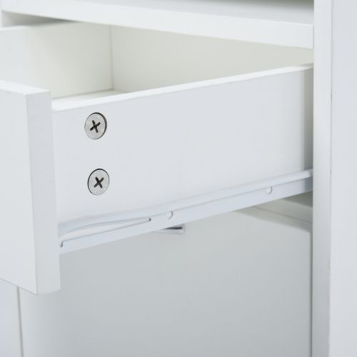 Mobile Storage Cabinet Organizer With Drawer And Cabinet, Printer Stand With Castors, White_voghion.com