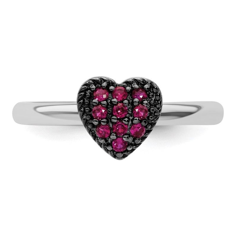Sterling Silver Stackable Expressions Cr Ruby Heart Ring_voghion.com