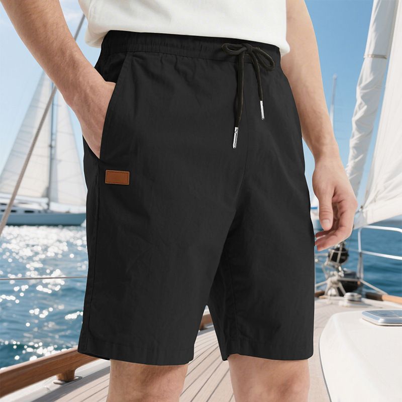 Pantalones de playa para hombre, de verano, informales, ligeros y lujosos, de cinco puntos, con cordón cruzado, talla grande_voghion.com