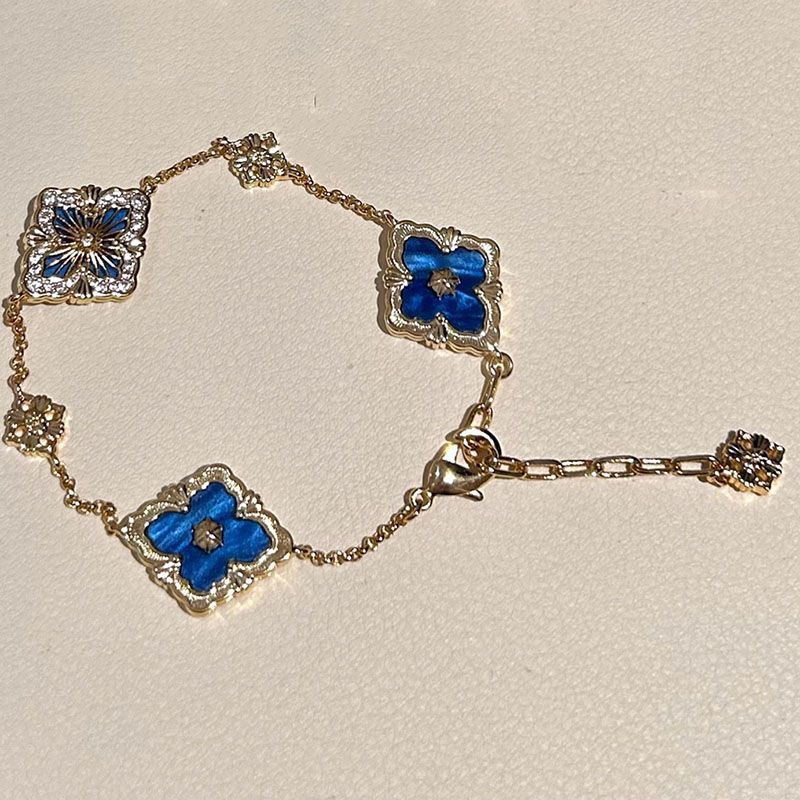 Butchella Silk ~ Palace Style Four-Leaf Clover Double-Sided Bracelet For Women Ins Light Luxury Open-Ended Jewelry_voghion.com
