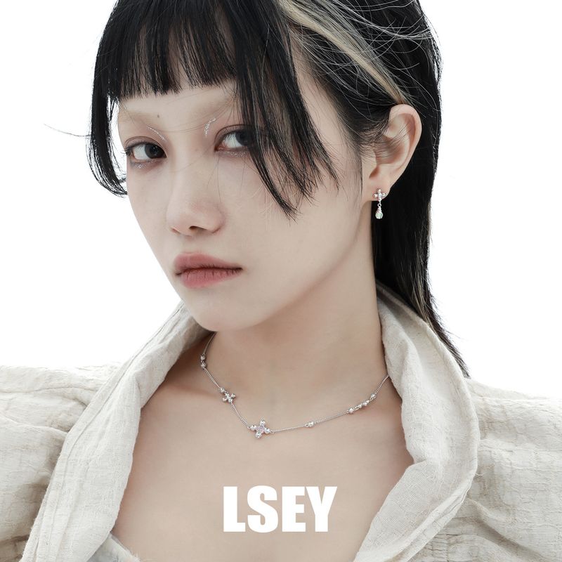 Collier en argent avec perles croisées texturées, style minimaliste, niche pure, personnalité haut de gamme, 0099_voghion.com