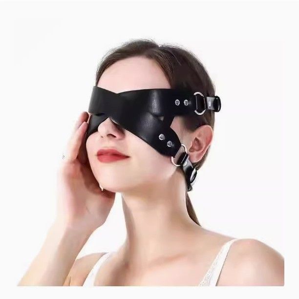 Unisex Cosplay Erwachsene Schwarz Leder SM Alternative Spielzeug Erotische Augenmaske Bondage Restraint Factory_voghion.com