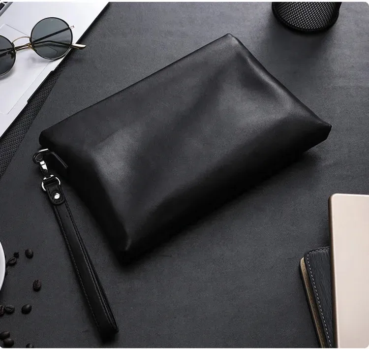 Wmnuo 2025 Clutches Herren Umschlaghandtasche aus echtem Lammleder Geldbörsenbeutel für Clutch Business Handytasche Herren_voghion.com