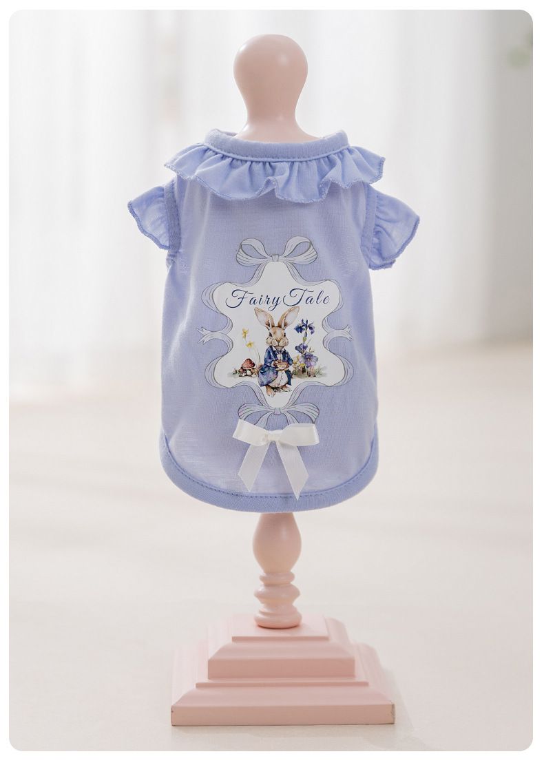 Spring And Summer Puppy Cartoon Print Lace Collar Traction Vest Small Teddy Bear Pet Dog Clothes_voghion.com