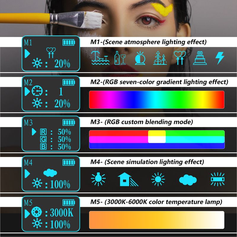 RGB-fotografie duiken dubbele kleurtemperatuur LED-handheld invullichtstaaf live-uitzending selfie-verlichtingsarmatuur_voghion.com