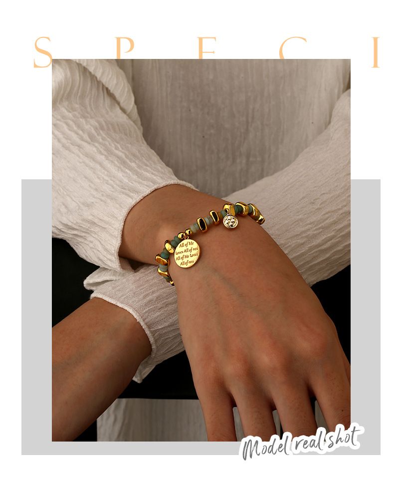 Armbånd og armringe Enkel indgravering til at udtrykke kærlighed Armbånd Mode af høj kvalitet kalcedonperler_voghion.com