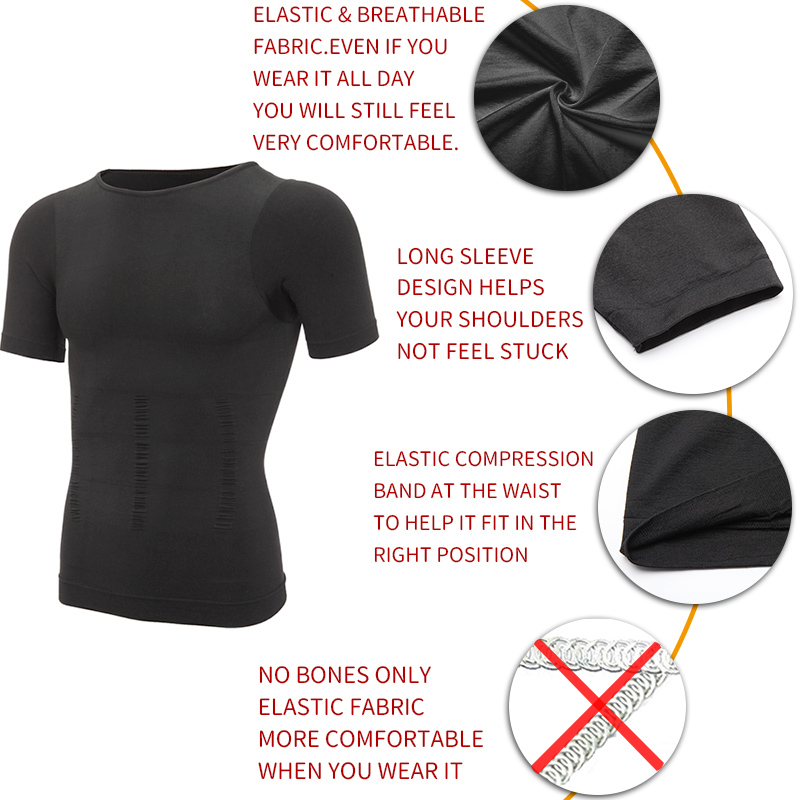 Shaper-compressieshirts voor heren Taille verminderen ondergoed Bodyshaper COMFREE Tummy Control Fiess bodysuit tanktops_voghion.com
