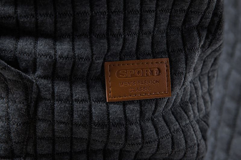 Felpa casual da uomo, taglia europea, in tessuto di cotone trapuntato a quadri, con cappuccio, in jacquard._voghion.com