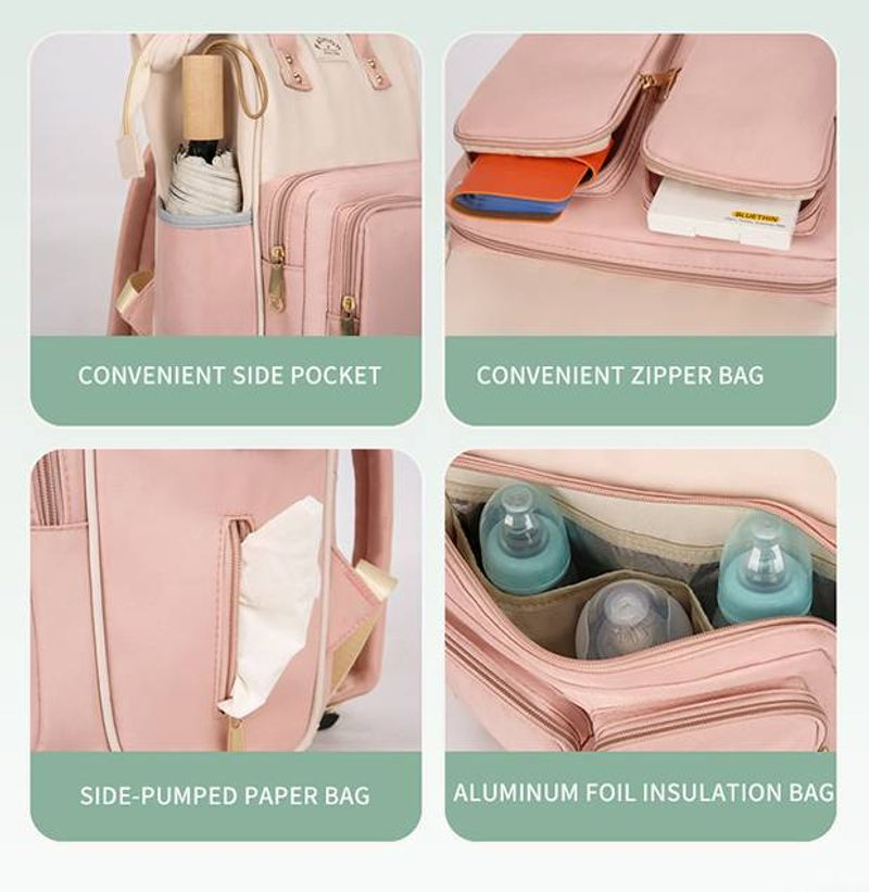 Wasserdichter verschleißfester Rucksack aus Oxford-Stoff für Damen, Mamatasche, Mutter- und Babytasche, große Kapazität,_voghion.com