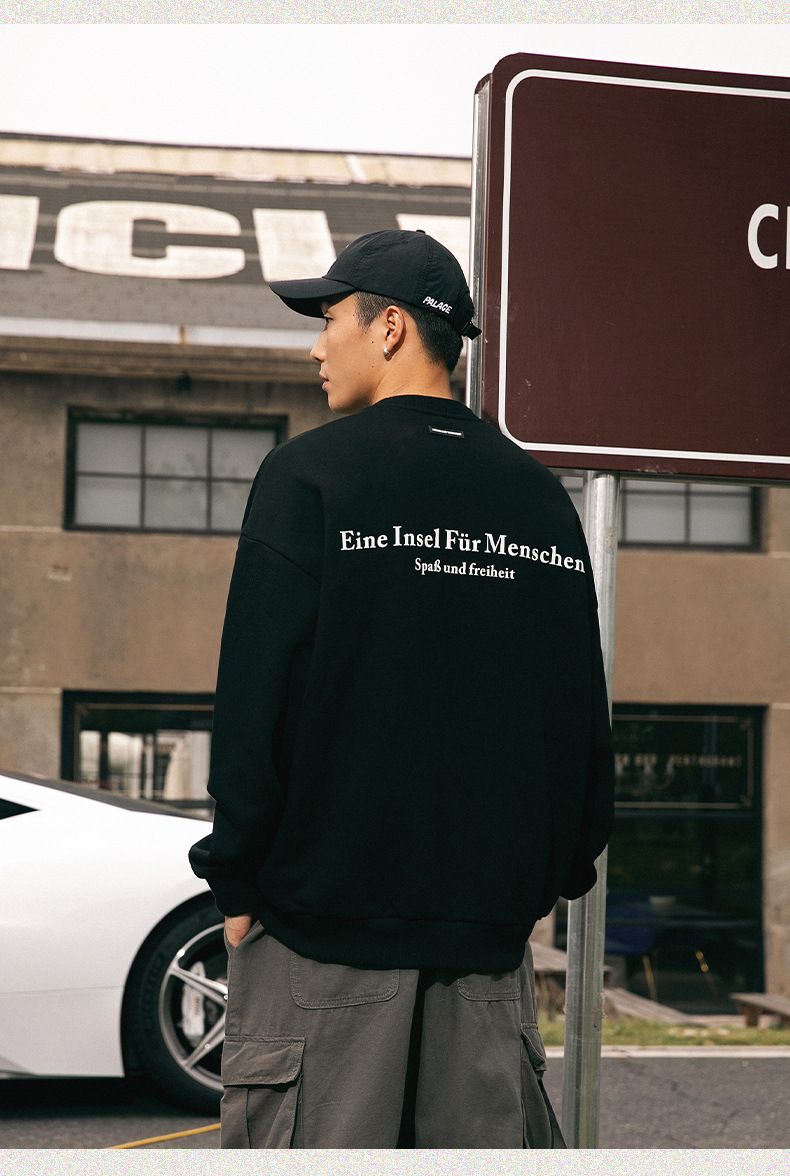 Bluza z okrągłym dekoltem w stylu retro – Heavyweight Unisex Streetwear (czarny/szałwiowy/kremowy, oversize'owy sweter vintage)_voghion.com