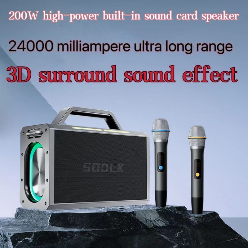 200W High-Power Bluetooth Home Theater Karaoke Stereo Surround Bass Speaker Outdoor Party Portable Sound System With Mic_voghion.com