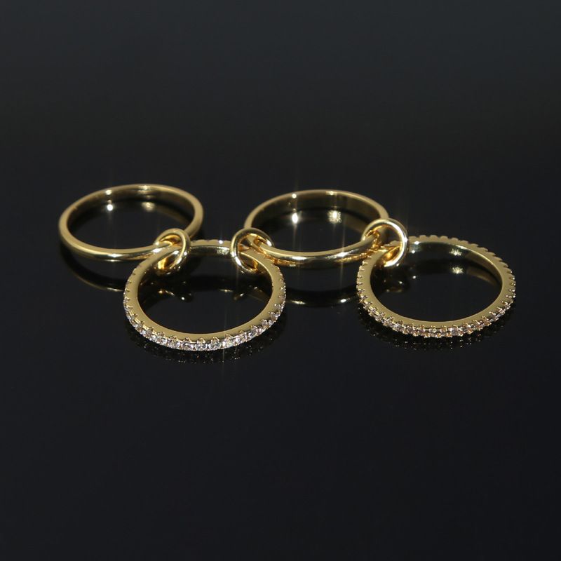 Ins Popular New Gold 4 Ring Zircon Ring Niche High End Ladies Ring_voghion.com