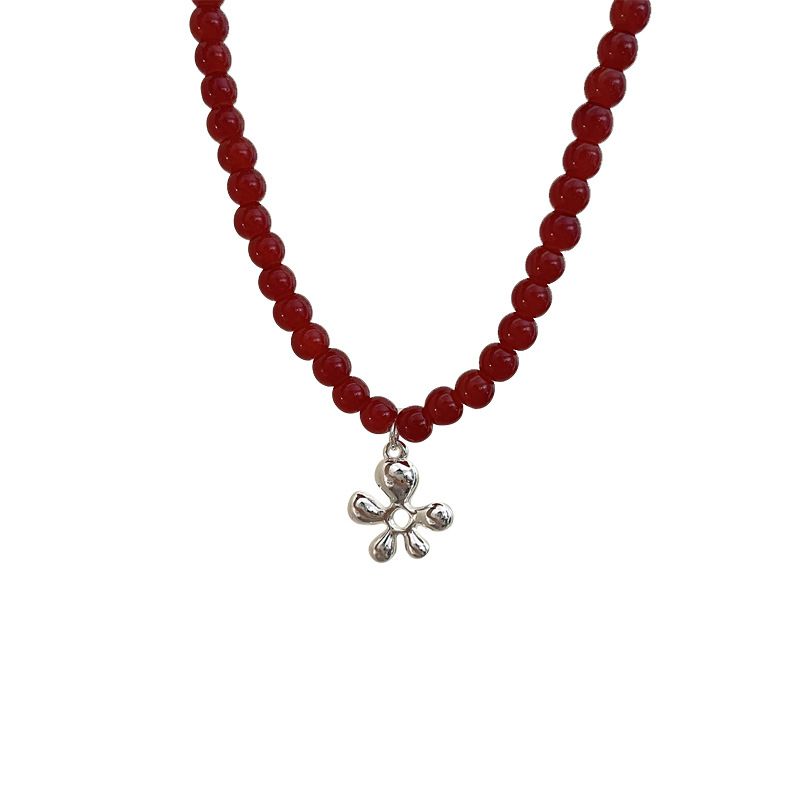 Collana versatile di alta qualità con ciondolo a forma di fiore di cristallo artificiale di nicchia alla moda, catena per clavicola di personalità_voghion.com