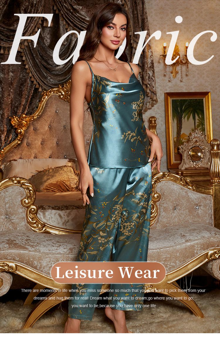 Dames Nachtkleding Lente en Zomer Bretels Broeken Tweedelige Pakken_voghion.com
