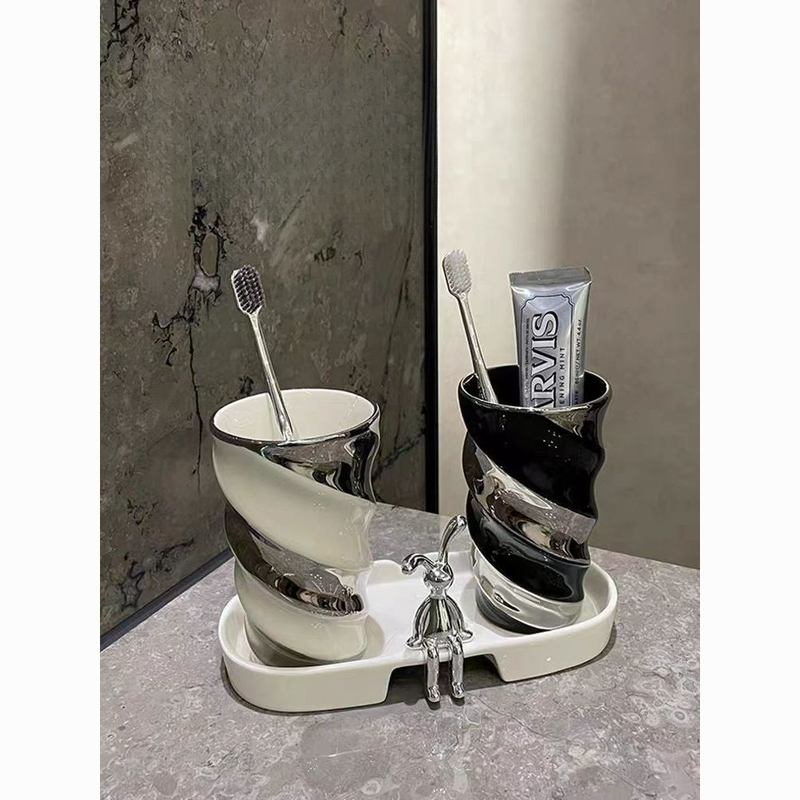 Bicchiere portaspazzolino in ceramica ACZT Kähler - Set per coppie premium con design igienico_voghion.com