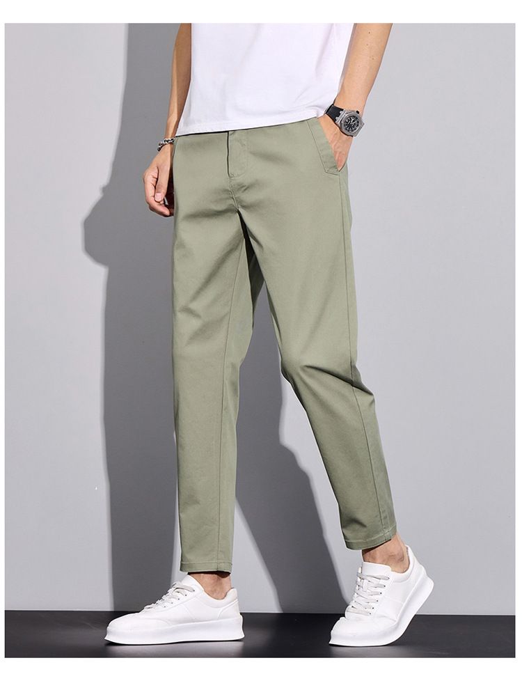 Men's Clothing Summer Nine Points Casual Pants Men's Fashion New Elastic Straight Boys' Trousers Slim Fit Pants Men_voghion.com