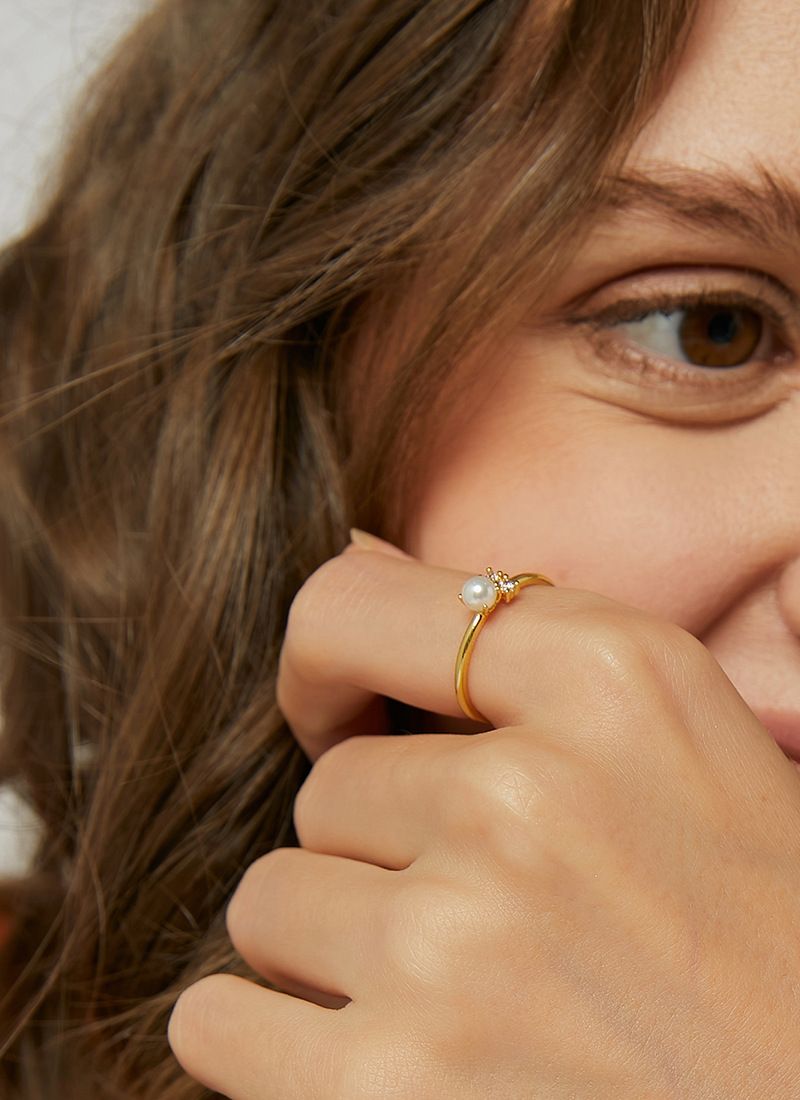 Zircon Pearl Ring Female Light Luxury Cold Style Index Finger Joint Ring Fashion Retro Ring_voghion.com