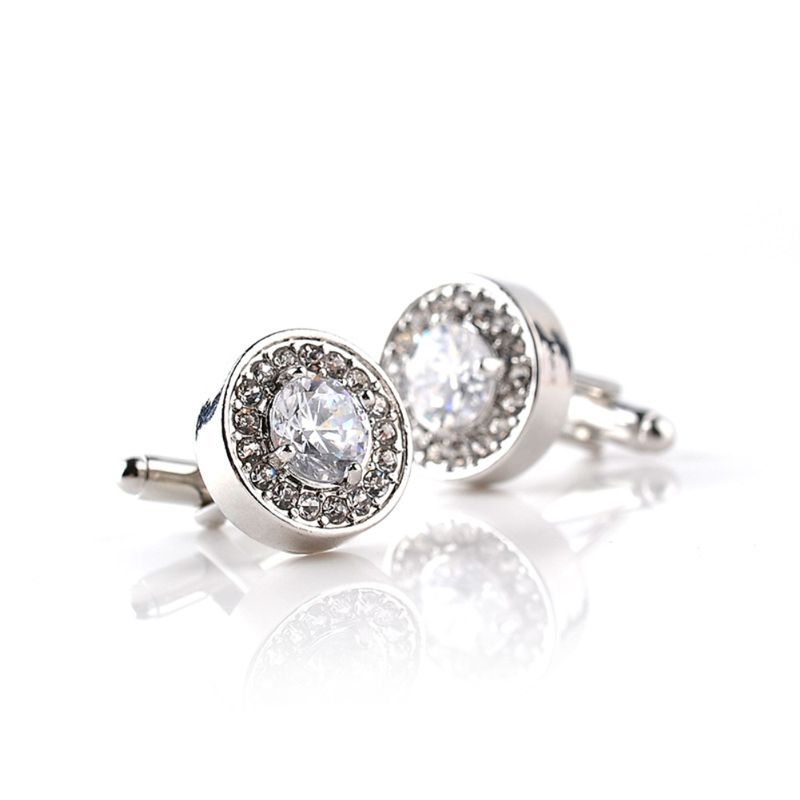 Zhuoxinder Mode Glänzende Strass Herren Manschettenknöpfe Hochzeit Party Hemd Runde Manschettenknöpfe-Lila_voghion.com