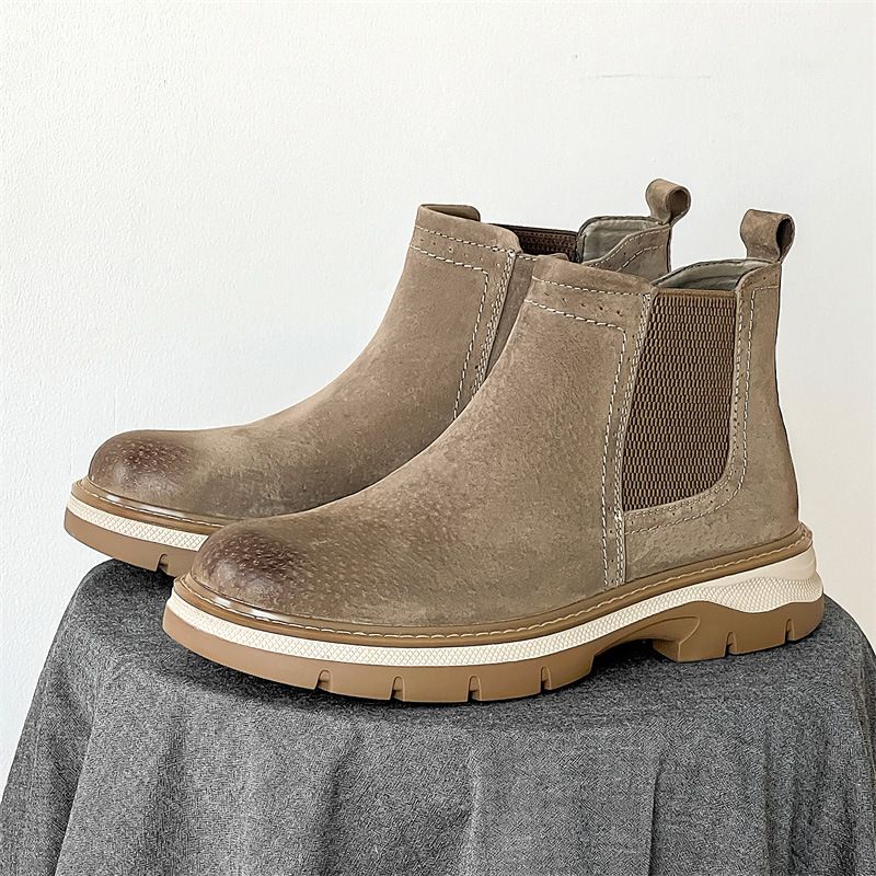 Martin Heren Slip-On Amerikaanse Britse Stijl Veelzijdige Rits Mid-Cut Korte Laarzen_voghion.com