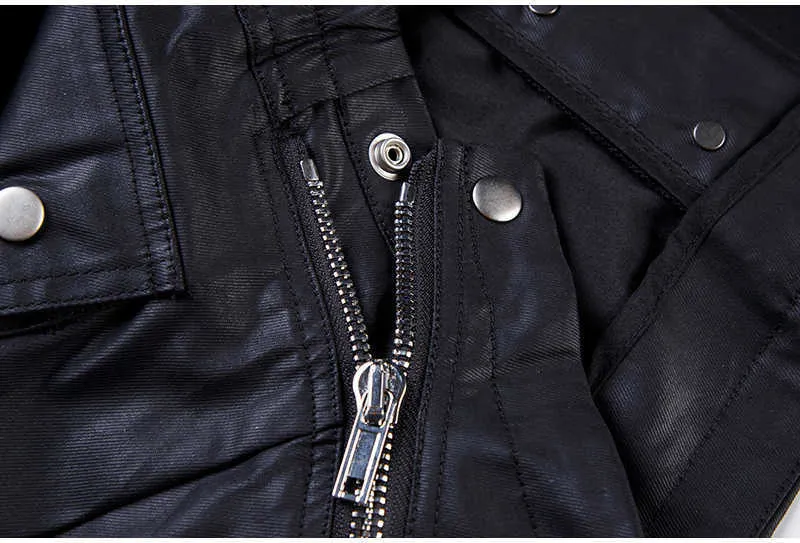 IEFB herren Streetwear Schräger Reißverschluss Einfarbig Beschichtetes Wachstuch Schwarze Jeans Mittlere Taille Schlanke Lokomotive Hose Herbst_voghion.com