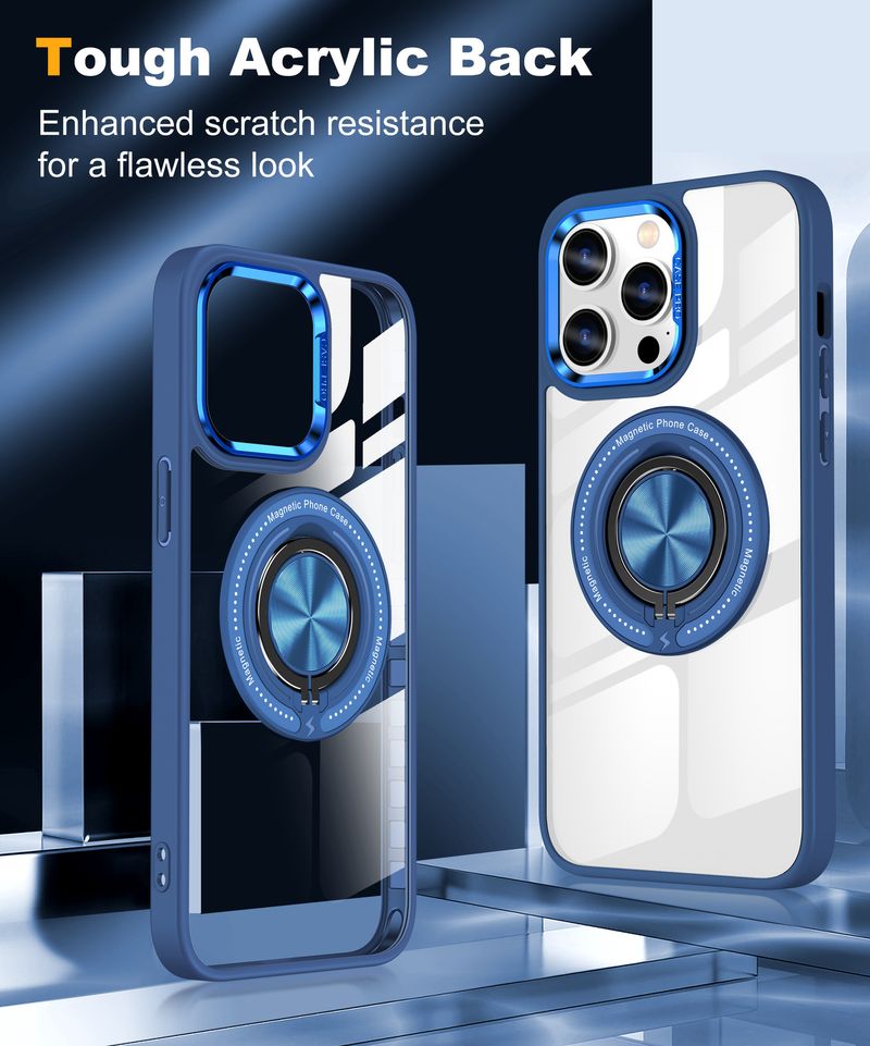 Phone Case & Covers Applicable 15Pro Mobile Phone Case Transparent Ring Car Invisible Bracket Magnetic Suction Protective Cover_voghion.com