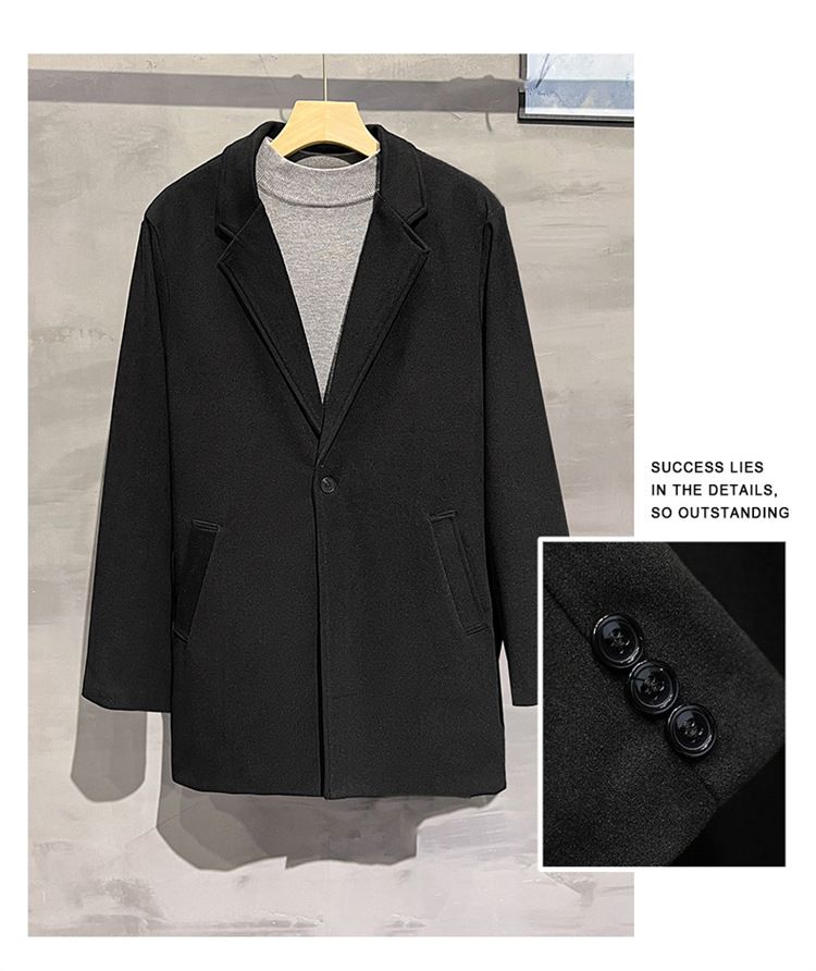 Men’s Korean-Style Wool Blend Suit Jacket – Autumn & Winter Casual Blazer, Slim Fit, Office & Smart Casual (Black/Grey/Brown/Blue/Khaki, S-4XL)_voghion.com