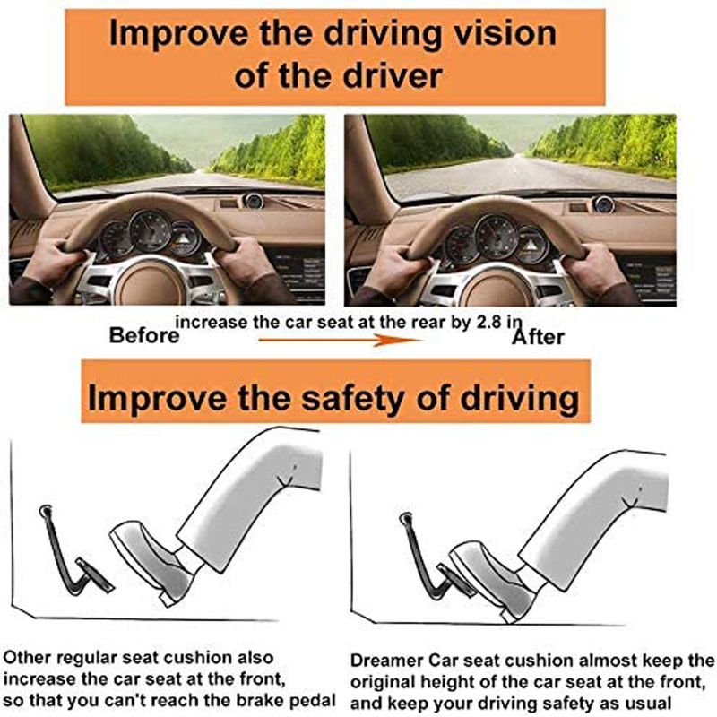 Universal Car Memory Foam Cushion Front Seat Anti-slip Heightening Pad Driver Enhanced Driving Vision Auxiliary_voghion.com