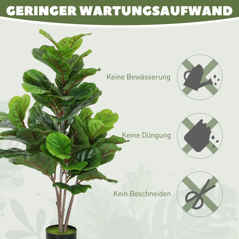 Künstlicher Geigen-Feigenbaum 110 cm, Kunstpflanze im Topf, Deko-Geschenk_voghion.com
