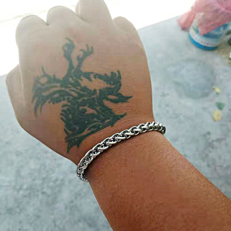 Bracelet homme S71 Jewelry, chaîne épaisse à pompon exagéré, os de dragon_voghion.com