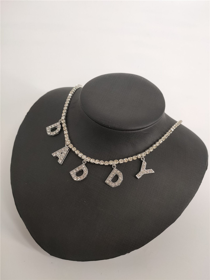 sources rhinestone bright diamond flash diamond letter combination pendant single row diamond necklace fb1543_voghion.com