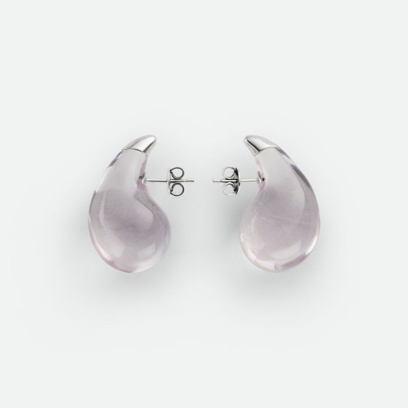 Set di eleganti orecchini pendenti in cristallo da donna - Orecchini pendenti geometrici in resina acrilica con borchie placcate in argento, stile minimalista, lusso leggero_voghion.com