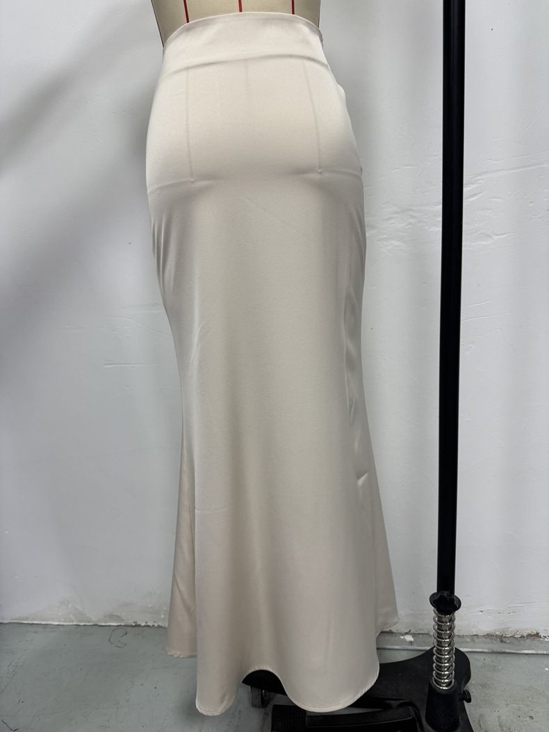 Elegante satijnen maxi-rok - vloeiende A-lijn lange rok met gladde polyesterstof, lichtblauw/leiblauw/marineblauw, XS/S/M/L/XL_voghion.com