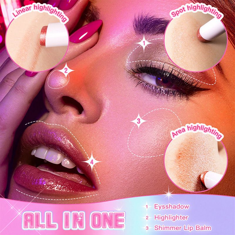 Caneta de sombra Jelly Beauty Crystal Makeup Batom multicolorido iluminador em bastão Cosméticos_voghion.com