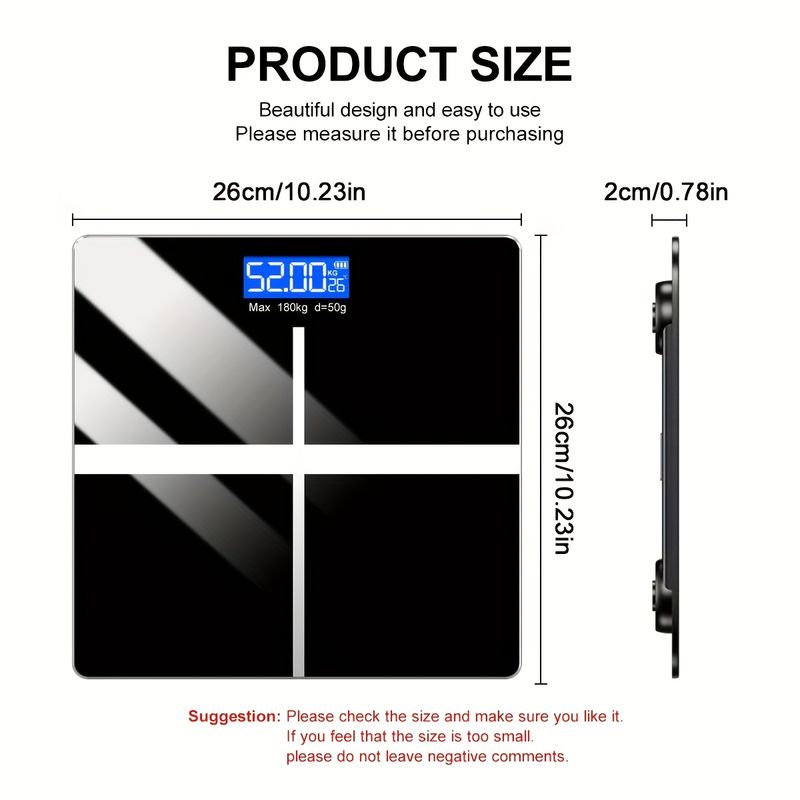 Digitale ad alta definizione - Ampio display LCD, alimentato a batteria, max 180 kg/396,8 libbre, ideale per misurazioni corporee accurate._voghion.com