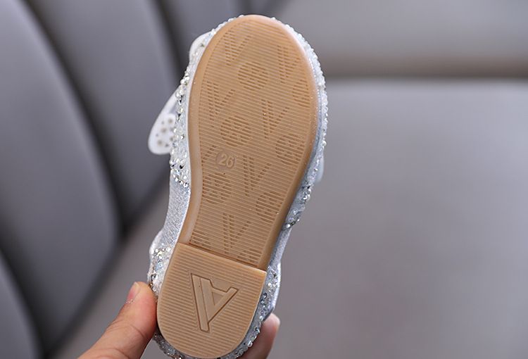 Mädchen Prinzessin Square Mund Strass Bogen Einzelnen Schuh Schuhe Zeigen Tanz Schuh Mädchen_voghion.com