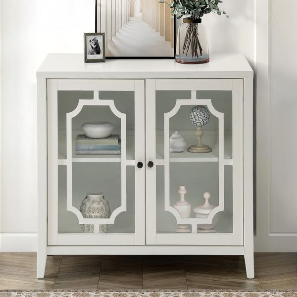 White Console Table With 2 Doors_voghion.com