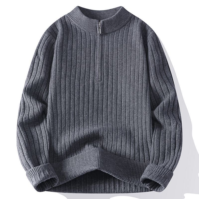 ABX Halbreißverschluss Modischer Rundhalspullover, lässig, Strick, Herbst/Winter, einfarbig, vielseitiges Basishemd, Pulloverjacke 1_voghion.com