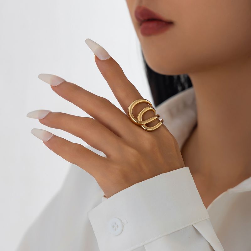 Ins Metall Linie Hohl Joint Ring Einfache Design Geometrische Unregelmäßigen Kreisförmigen Ring_voghion.com