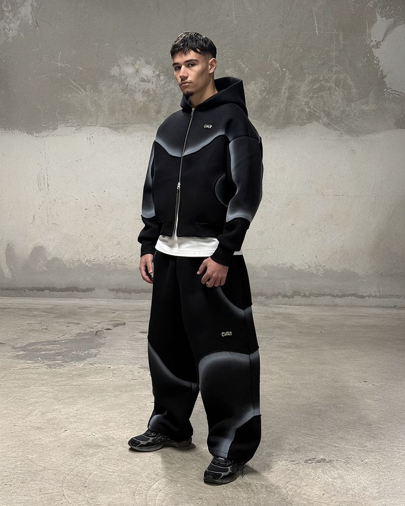 Herrenbekleidung Retro Gradient Kapuzenjacke Sweatshirt Lockere und bequeme High Street Design Jacke Hose_voghion.com