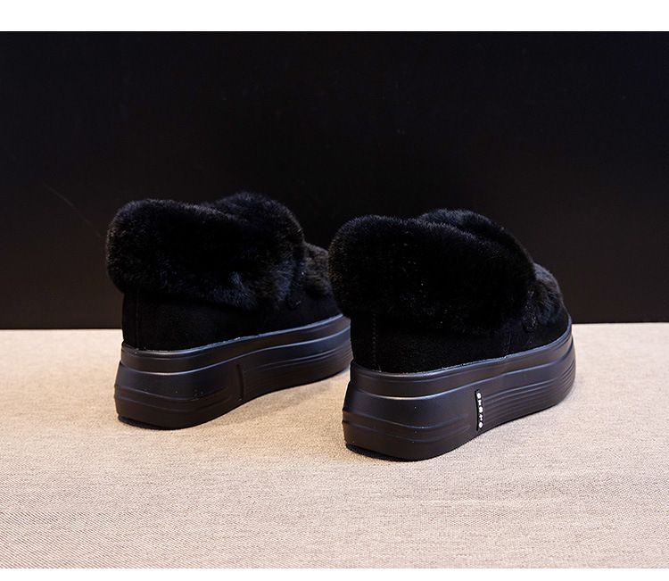 Scarpe da donna Stivali da neve imbottiti in cotone Tacchi alti da donna in vera pelliccia Vera pelle Altezza interna aumentata Scarpe singole Dongda Pelle di velluto Vera pelliccia_voghion.com