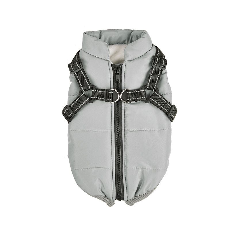 Welpenkleidung Halloween Haustierkostüm Brustgeschirr Reißverschluss Winterjacke Leine Anzug_voghion.com