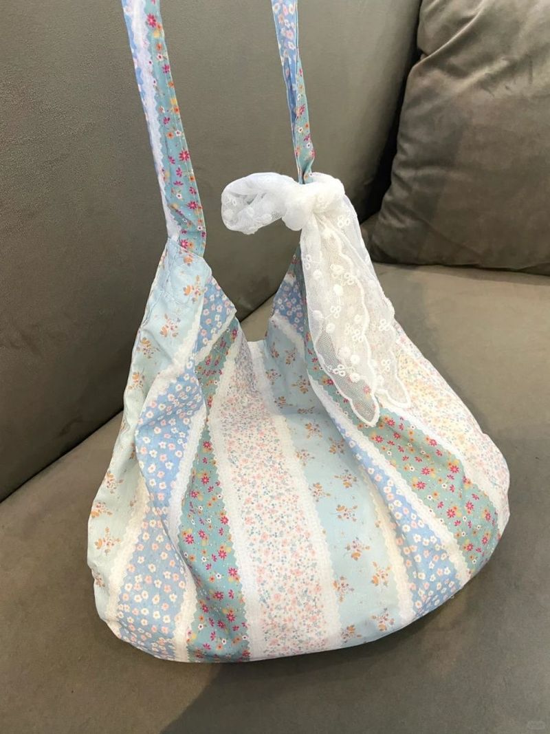 Borsa da spiaggia in tela pieghevole portatile di grande capacità, con fiori francesi, estate 2025_voghion.com