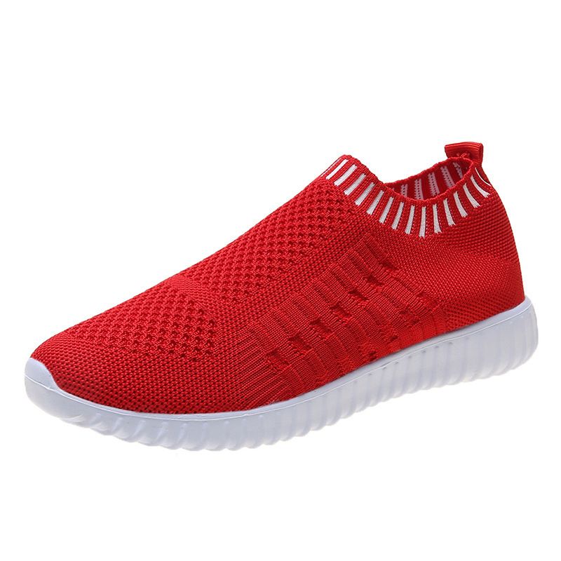 In magazzino transfrontaliero nuovo caldo vendita commercio estero Flyknit traspirante leggero scarpe sportive casual punta tonda più taglia 44 scarpe singole da donna_voghion.com