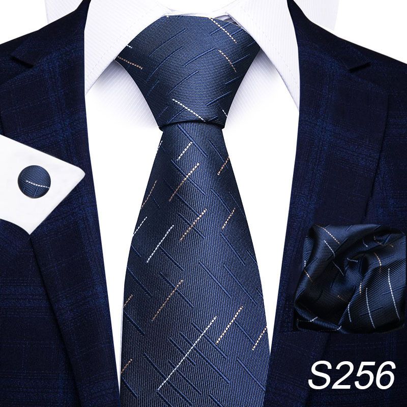 Corbata de seda de poliéster de alta calidad unisex para hombre, corbata formal de color sólido, bolsillo, toalla, gemelos, juego de jacquard_voghion.com