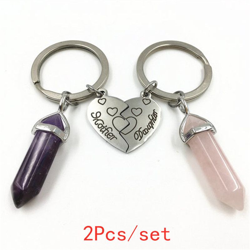 Necklaces Unisex 2-piece BFF keychain women's crystal broken heart pendant mother and daughter keychain_voghion.com