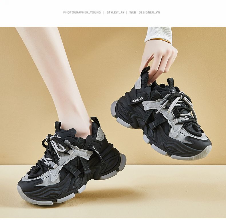 Scarpe da papà per studentesse, sportive, da corsa, casual, con plateau e altezza rialzata_voghion.com